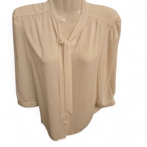 LOFT Cream Tie-Neck‎ Blouse